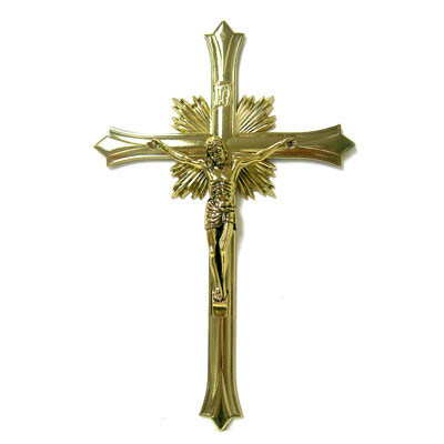 Crucifix Wall Gold Tone 12in