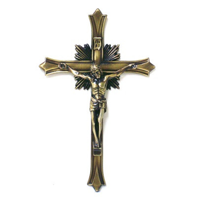 Crucifix Wall Bronze Tone 12in