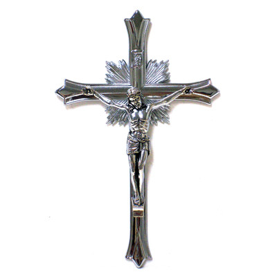Crucifix Wall Silver Tone 12in