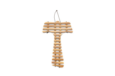 Olive Wood Tau Cross - Hail Mary Prayer - English