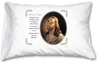 Serenity Prayer Head of Christ Pillow Case – English Prayer