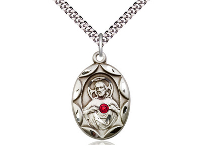 Scapular Medal with Ruby Stone