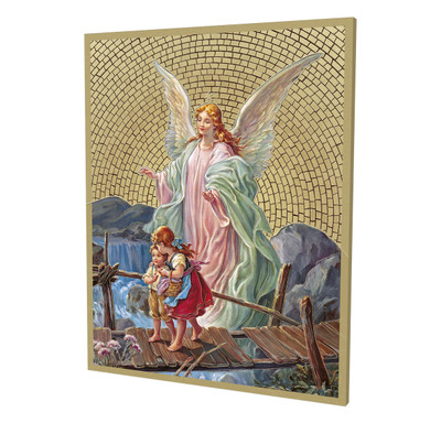 Guardian Angel Gold Foil Mosaic Plaque
