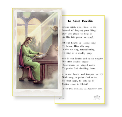 Saint Cecilia Holy Card