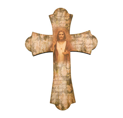 Sacred Heart of Jesus Wood Cross, 10"