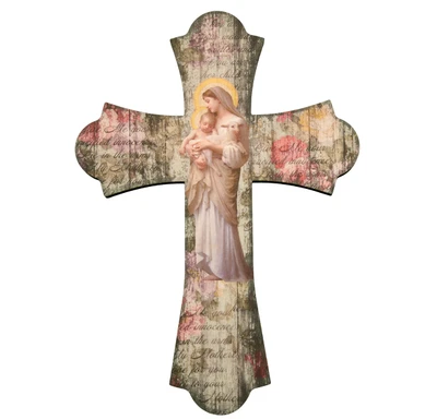 Our Lady of Divine Innocence Wood Cross, 10"