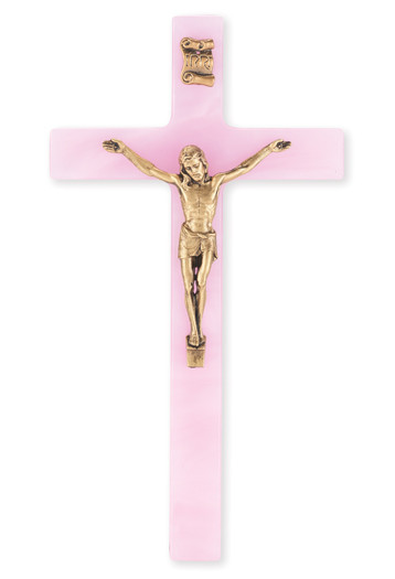 Pink Pearlized Crucifix, 7"