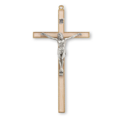 Gold-Plated Pearlized Wall Crucifix