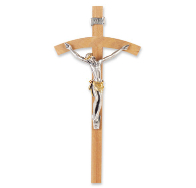 Oak Wood Wall Crucifix, 8"