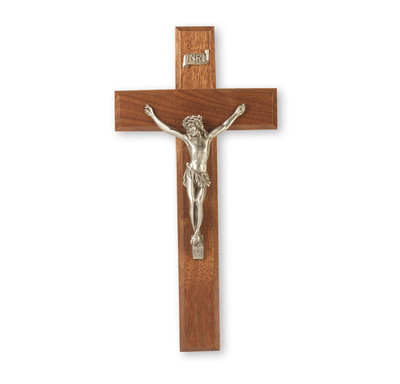 Genuine Walnut Wall Crucifix, 10"