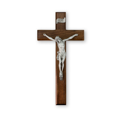 Genuine Walnut Wall Crucifix, 11"
