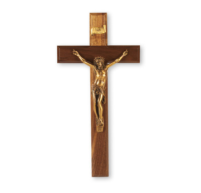 Genuine Walnut Wall Crucifix, 12"