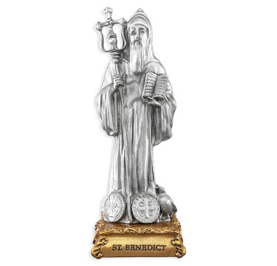 St. Benedict the Abbott Pewter Statue