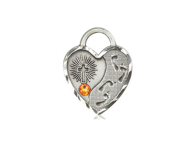 Footprints Heart Birthstone Pendant