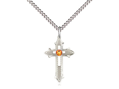 Cross on Cross Birthstone Pendant