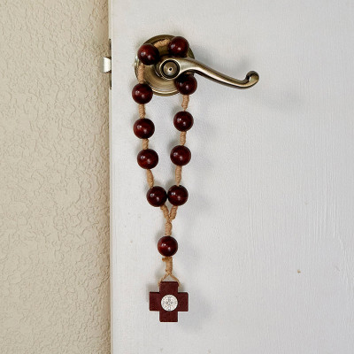 St. Benedict One Decade Door Knob Brown Bead Rosary