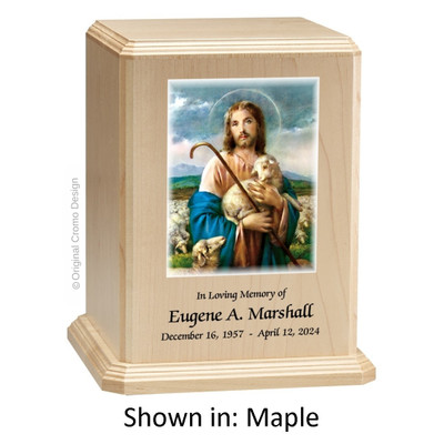 Jesus Shepherd Maple Wood Urn 