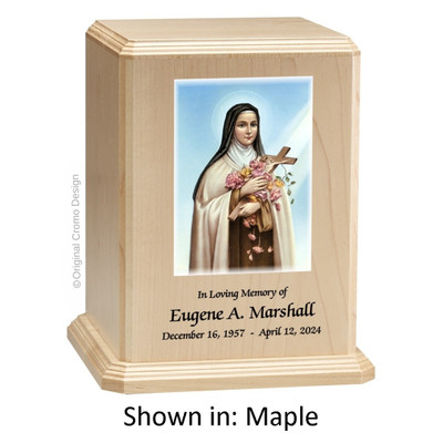 Saint Therese Little Flower Maple Wood Urn 