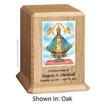 Our Lady of San Juan de Lagos Oak Wood Urn 