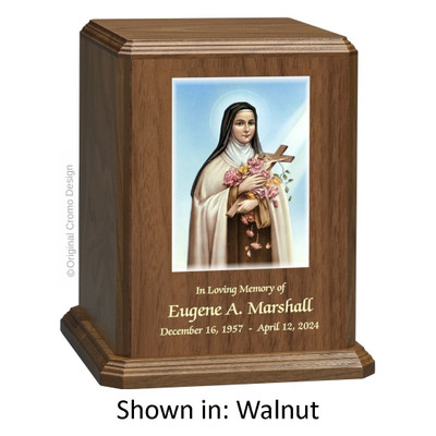 Saint Therese Little Flower Walnut Wood Urn 