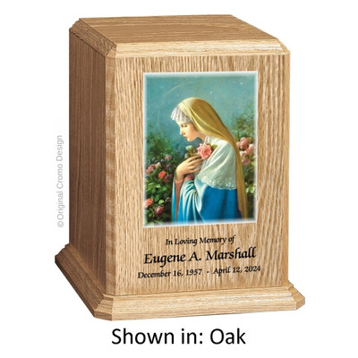 Mystical Rose Oak Wood Urn 