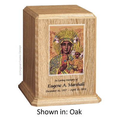 Our Lady of Czetechowa Oak Wood Urn 