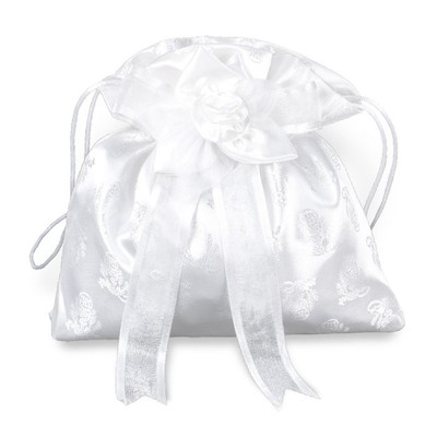 White Brocade First Communion Purse