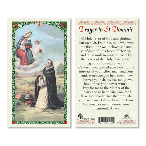 St. Dominic Guzman Laminated Prayer Cards