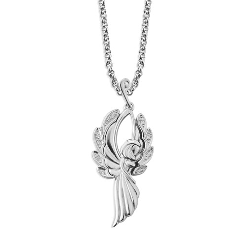 Sterling Silver Angel Pendant with CZ Wings