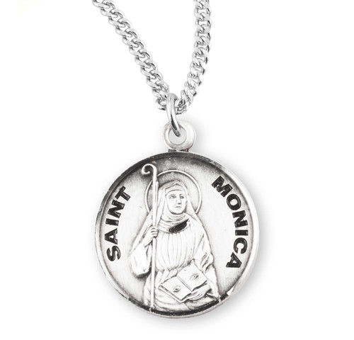 Patron Saint Monica Round Sterling Silver Medal
