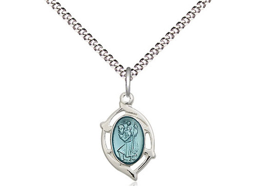St. Christopher Medal with Blue Epoxy