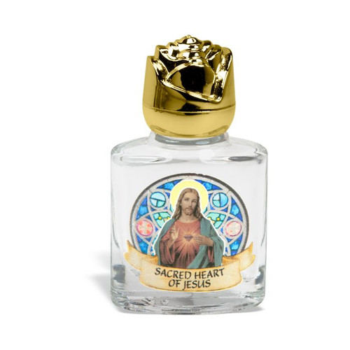 Glass Sacred Heart Holy Water Bottle