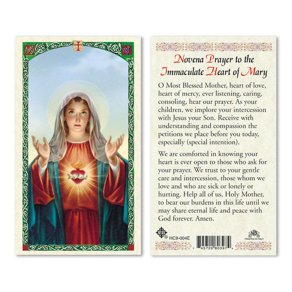 Novena Prayer To Immaculate Heart Of Mary Laminated Prayer Cards