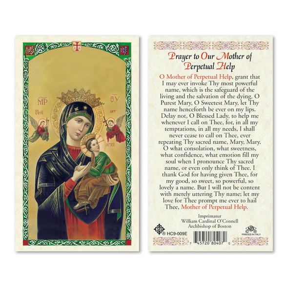 Our Lady Of Perpetual Help Laminated Prayer Cards