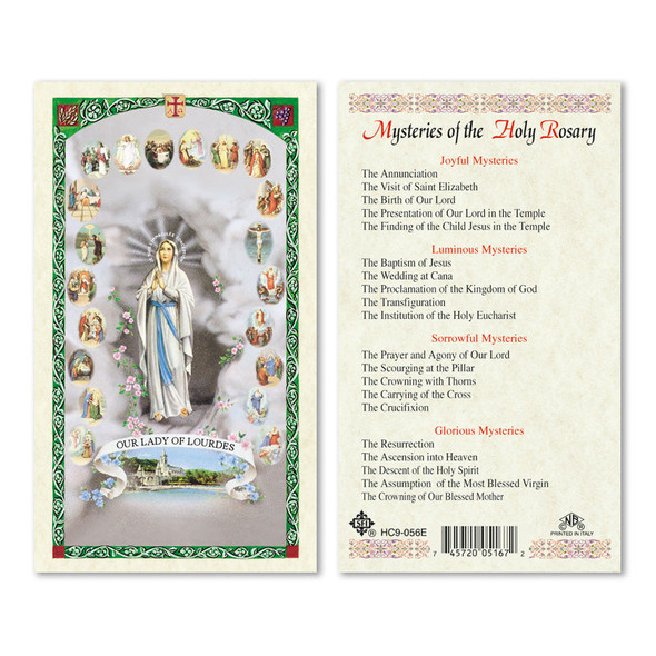 Our Lady Of Lourdes Mysteries Of The Rosary Laminated Prayer Cards