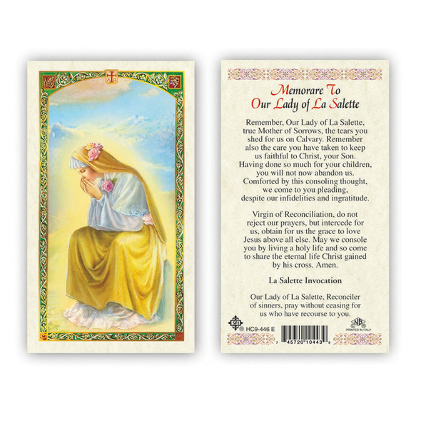 Our Lady Of La Salette - Memorare To Laminated Prayer Cards