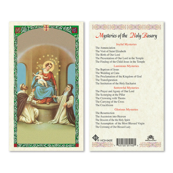 Mysteries Of The Holy Rosary Laminated Prayer Cards