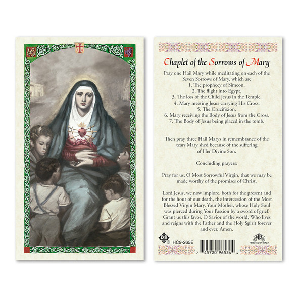 Seven Sorrows Of Mary Laminated Prayer Cards