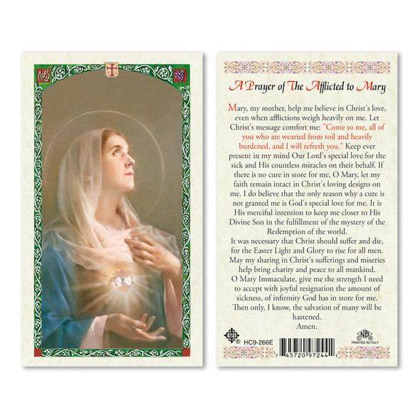 Prayer Of The Afflicted To Mary Laminated Prayer Cards