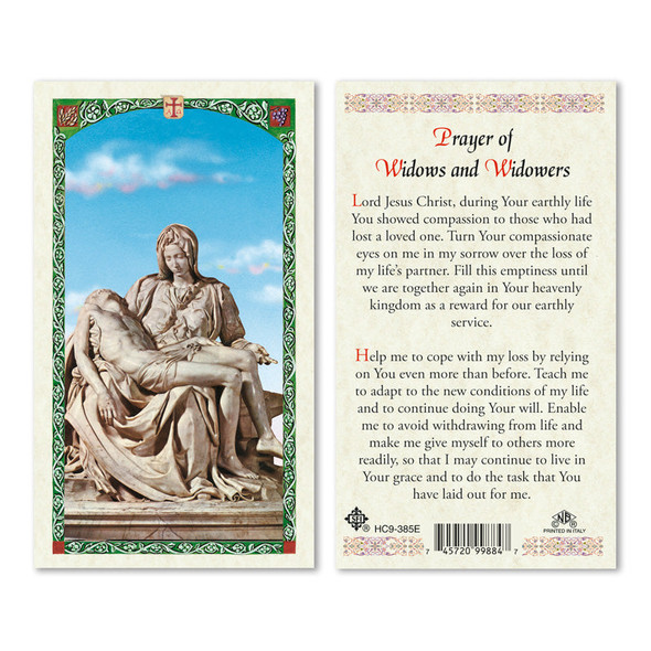 Pieta / Prayer For Widows And Widowers Laminated Prayer Cards Pieta / Prayer For Widows And Widowers Laminated Prayer Cards