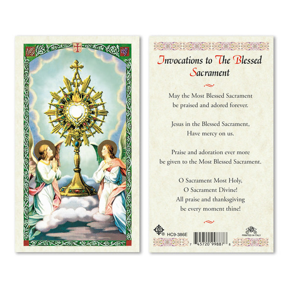 Invocation For Blessed Sacrament Laminated Prayer Cards