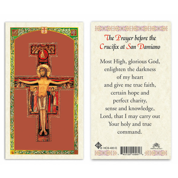 San Damiano - Prayer Before The Crucifix At San Damiano Laminated Prayer Cards