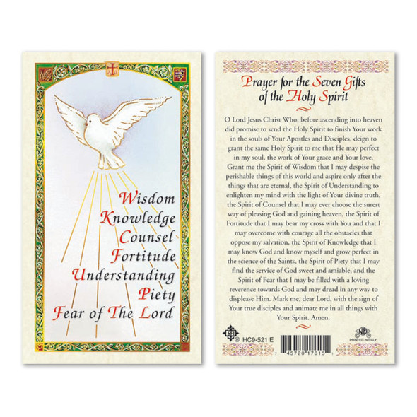 Seven Gifts Of The Holy Spirit Prayer Card Laminated Prayer Cards