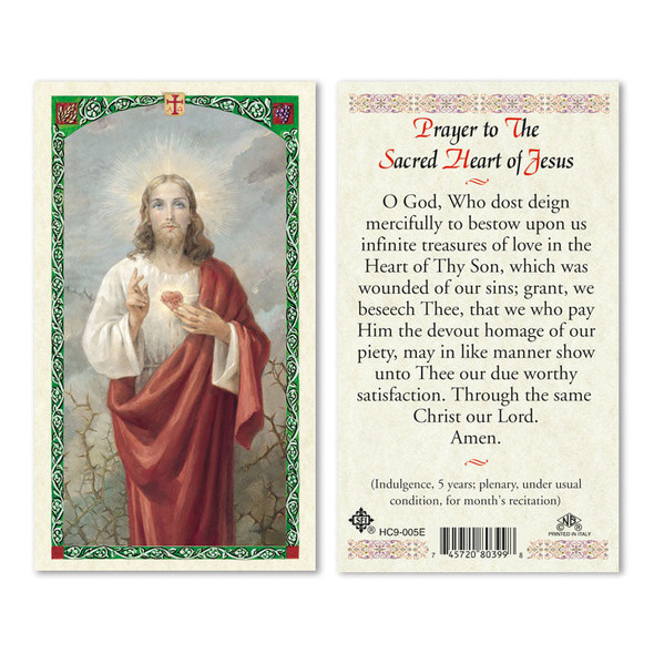 Prayer To The Sacred Heart Of Jesus Laminated Prayer Cards