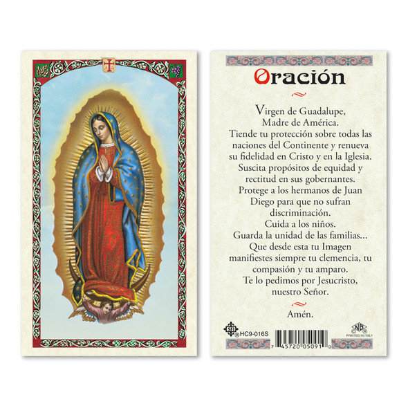 Nuestra Senora Guadalupe Spanish Laminated Prayer Cards