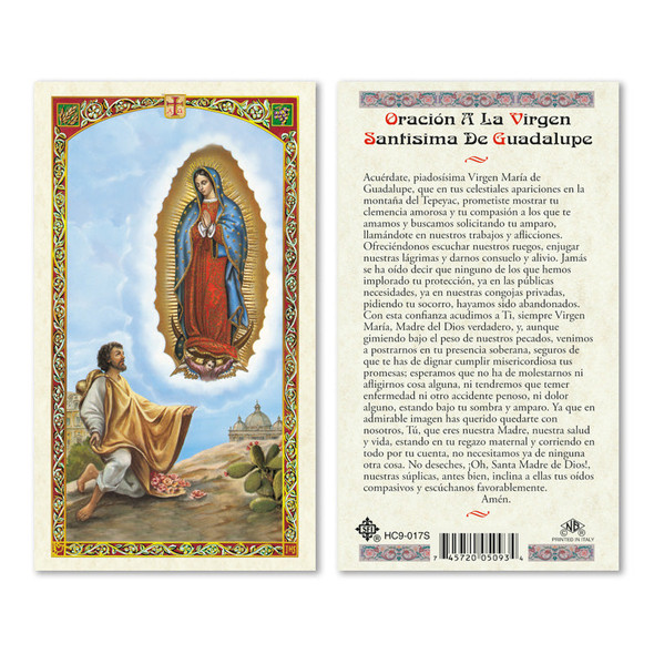 Nuestra Senora Guadalupe Con Juan Diego Spanish Laminated Prayer Cards