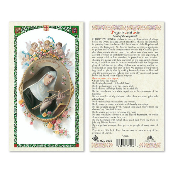 St. Rita Laminated Prayer Cards