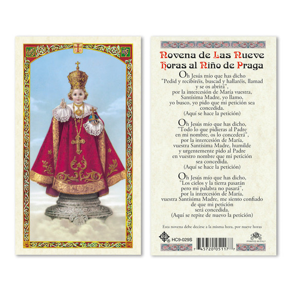 Infant Of Prague Novena Spanish Laminated Prayer Cards