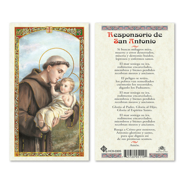San Antonio Spanish Laminated Prayer Cards