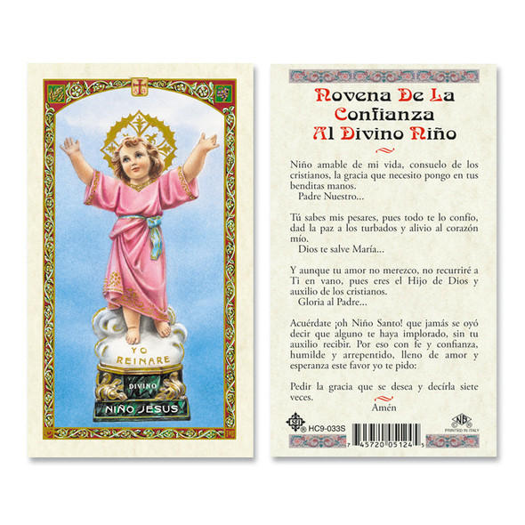 Divino Nino Novena De La Confianza Spanish Laminated Prayer Cards